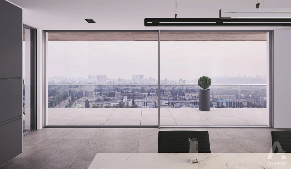 Hệ nhôm Aluprof MB-Skyline — cửa đi mở trượt ra ban công