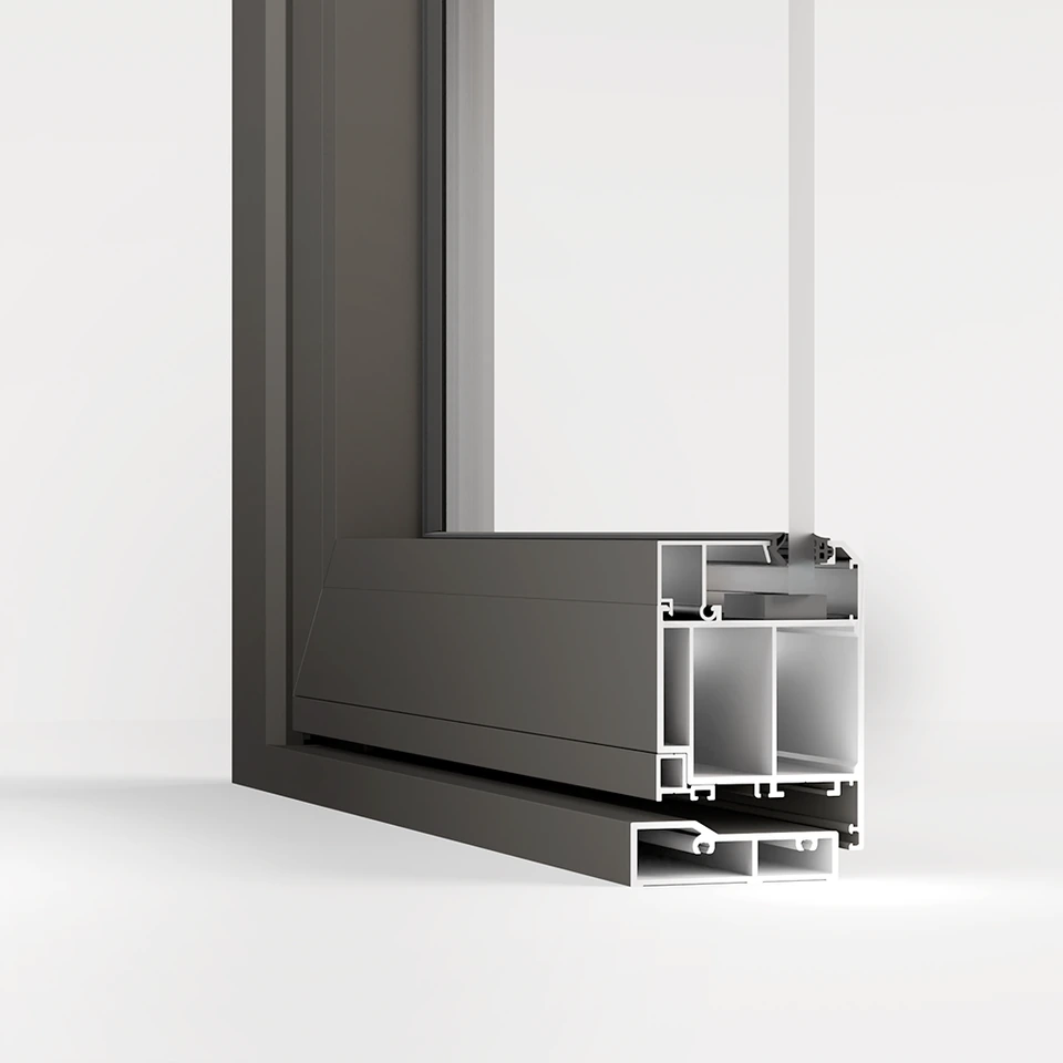Hệ nhôm Maxpro R70 — mặt cắt cửa đi mở quay