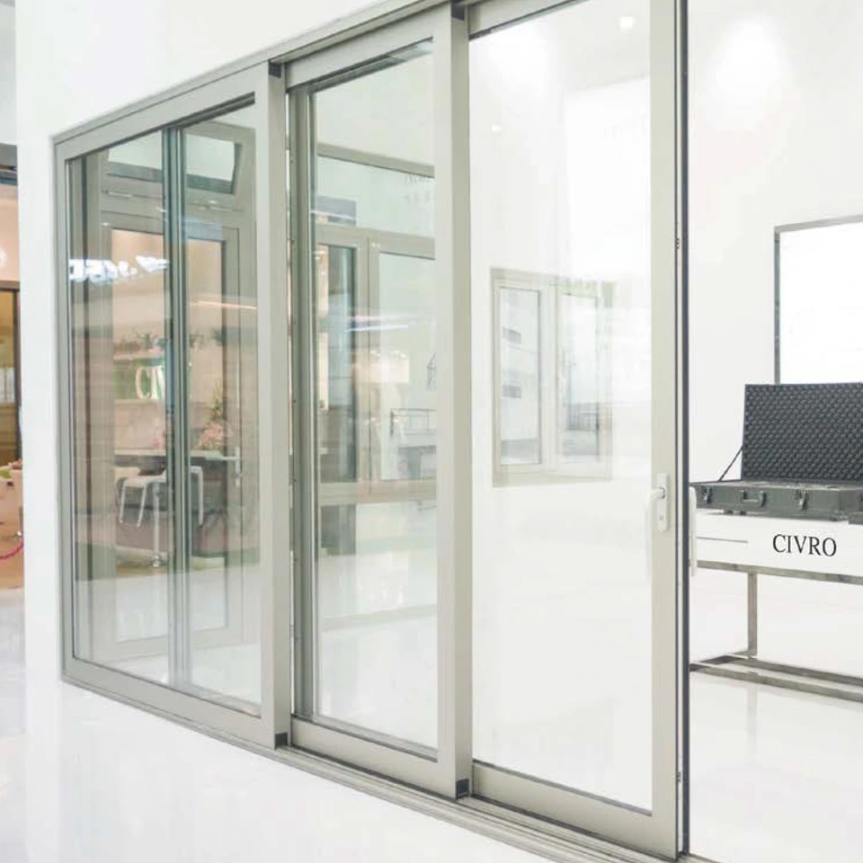 Cửa đi trượt nâng nhôm Civro 4 cánh — công trình do TKC thi công